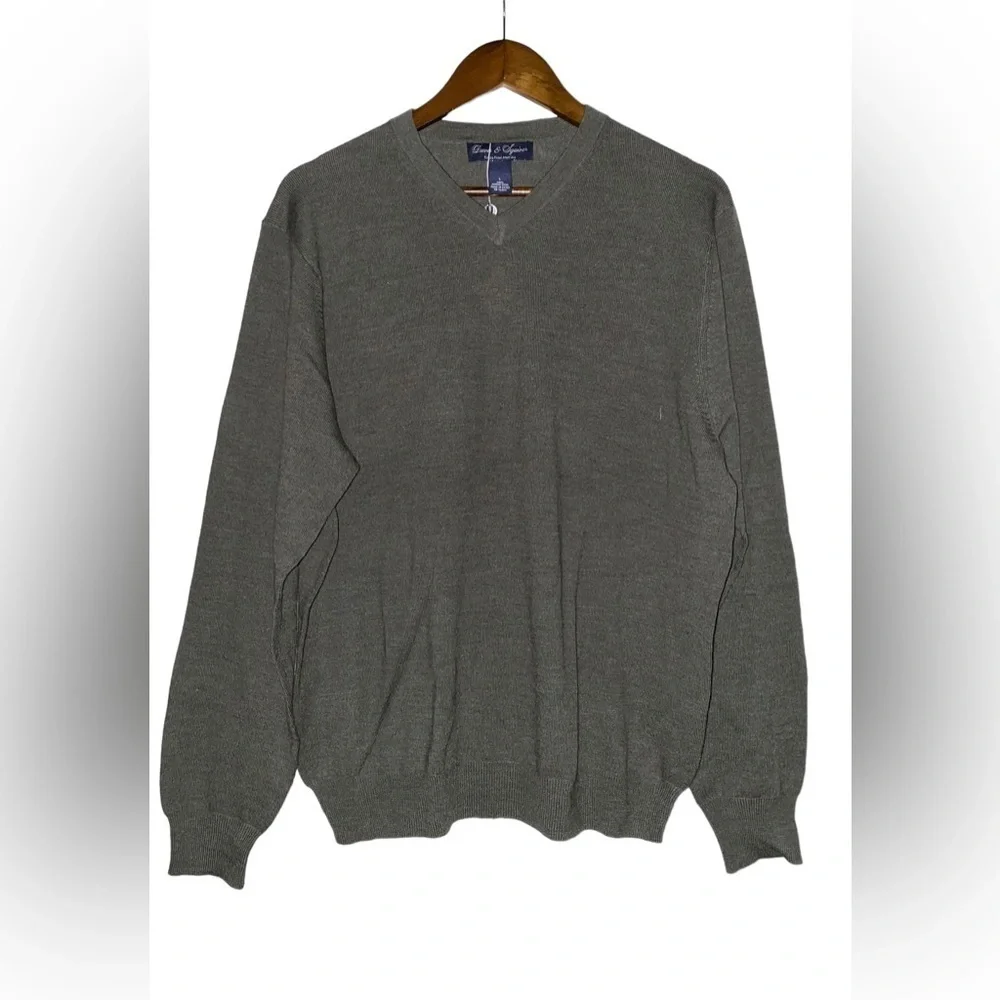 David & Squire Extra Fine Merino Wool Long Sleeve Pullover Sweater‎ NEW Men L